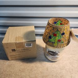 NEW VINTAGE Home Interior Christmas Tree Candle Cover Topper Stained Glass Look 