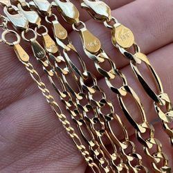*MUST READ DESCRIPTION FIRST* Solid 14k Yellow Gold Figaro Link Chain 16-20"Length  2mm-3.8mm Width