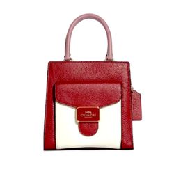 NWT Coach C6994 Mini Pepper Crossbody In Colorblock Pebble Leather Red Multi