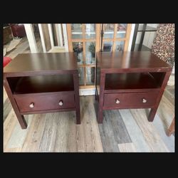 2 Soild Wood End Tables W/ Draws! Good Quality