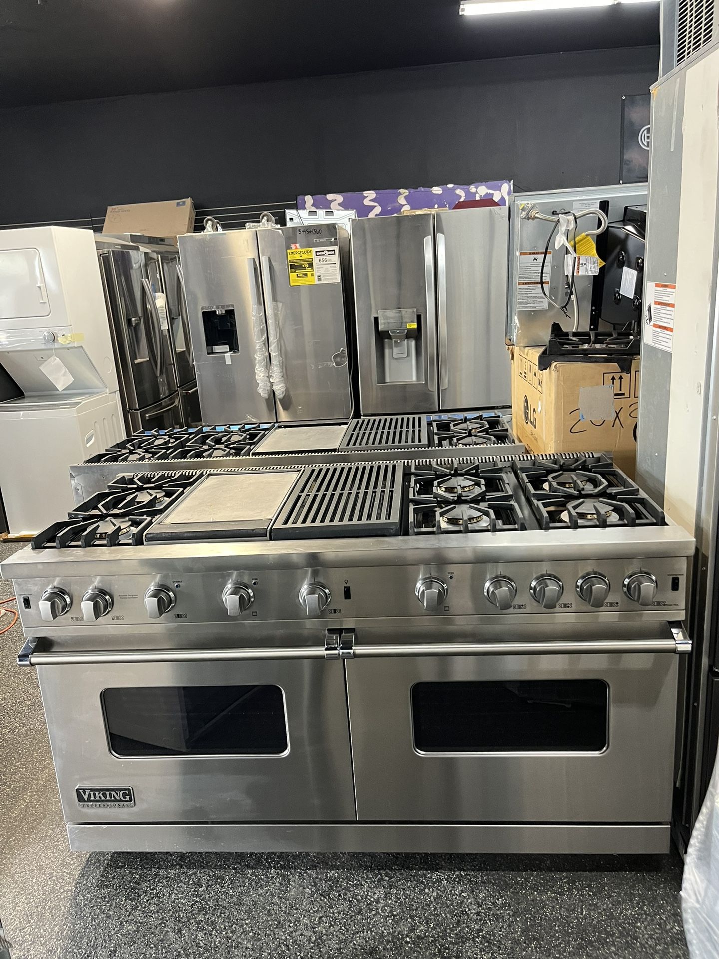 Stainless Steel Viking 60” Wide Range Stove Gas Griddle Grill