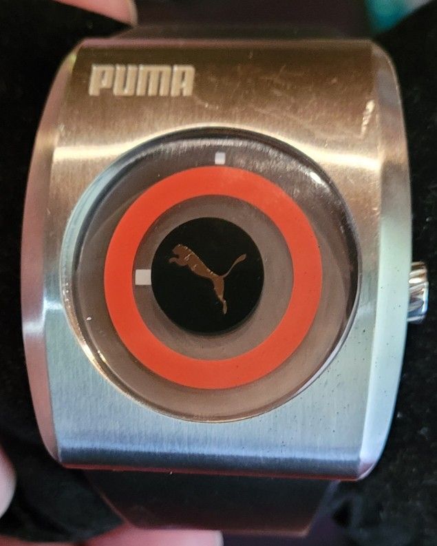 PUMA Men's PU10(contact info removed) Target Silver and Red Circle Watch