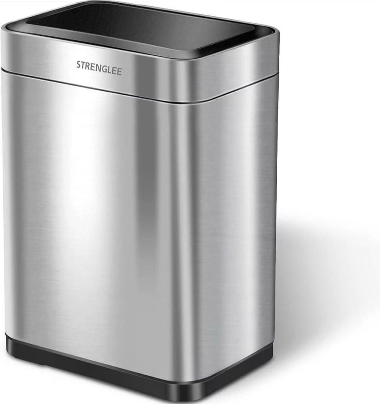 STRENGLEE 16 Gallon Stainless Steel Trash Can Kitchen Large with Lid Vibration Automatic Sensor Large Kitchen Garbage Can Touchless Automatic Trash Ca