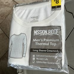 NWT Mission Ridge Men's 2 X-Large Premium Thermal Long Sleeve Crewneck Top