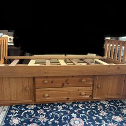 Wood Twin Captain’s Bed
