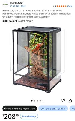 REPTI ZOO 67 Gallon Tall Glass Reptile Terrarium