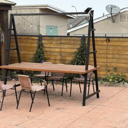 Outdoor Real Wood Dining Table And 6 Chairs