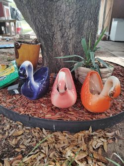 Ceramic swans