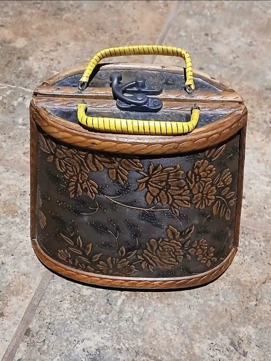 Vintage Wooden Hand Bag Purse