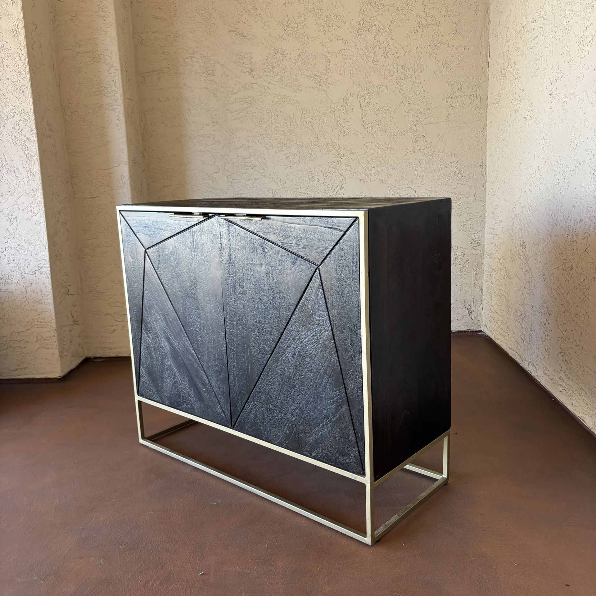 One Heavy Solid Wood Modern Brown Sideboard Buffet with Doors&Shelf