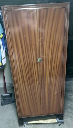 Vintage metal cabinet with shoe rack 70 in tall