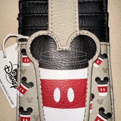 NWT Disney Parks Mickey & Minnie Coffee Cup ID Cardholder Wallet RDIF Blocking