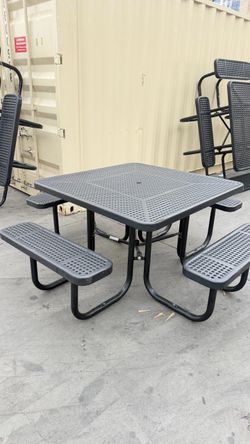 Metal Picnic Table - 46" Square, Black