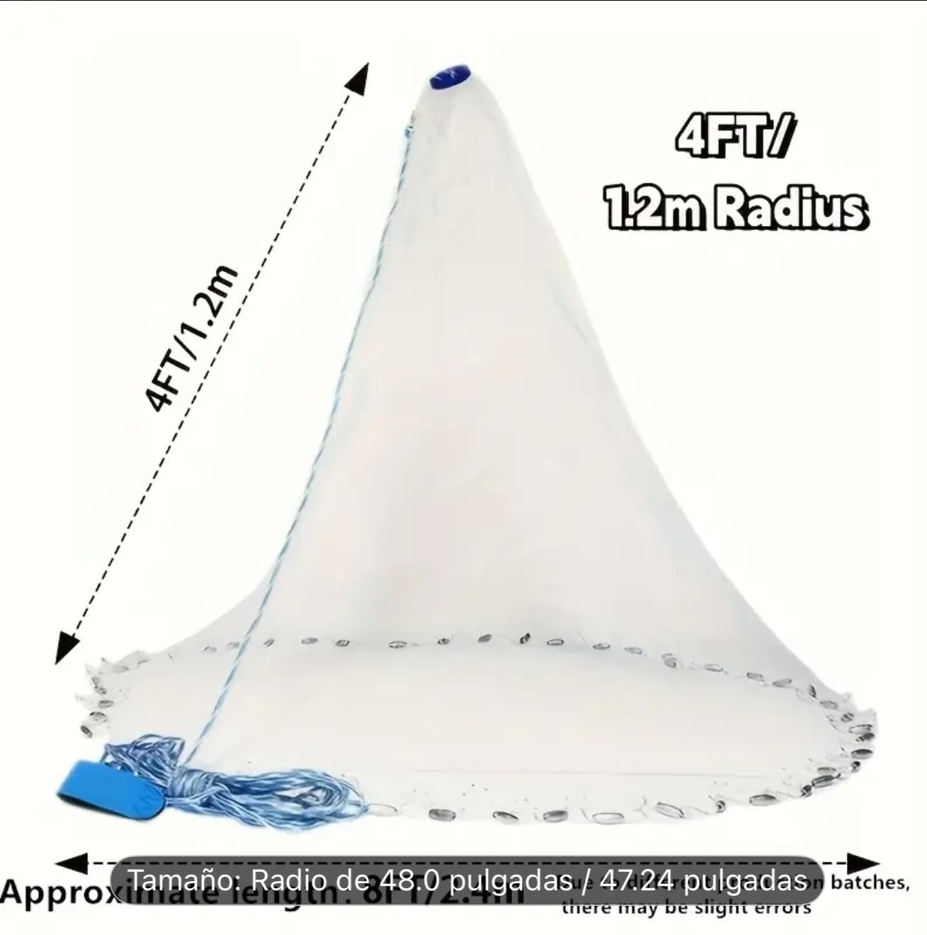 Juego de redes de pesca de alta calidad, red de pesca manual, malla moldeada, red de pesca marina, pesca con mosca, radio de 121,92 cm a 3,66 m. Línea