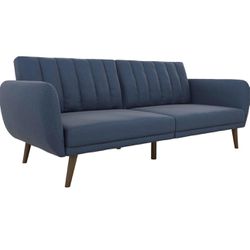 Futon Sofa Convertible Sofa & Couch, Blue Linen