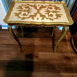 Vintage Italian Florentine Gilt Wood Accent, Coffee Table 14"×22"×23"