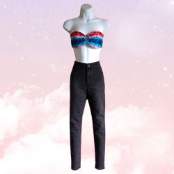 Xhilaration Red White Blue Tie Dye Style Strapless/Bandeau Swim Top