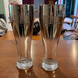 2 9” H Silver Toned New York New York Las Vegas Casino 9/11 Comm Glasses