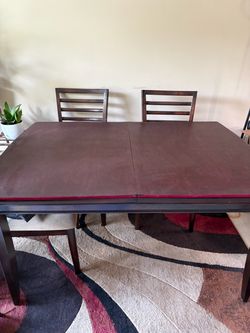 Dark Wood Dining Table with 6 chairs and break front