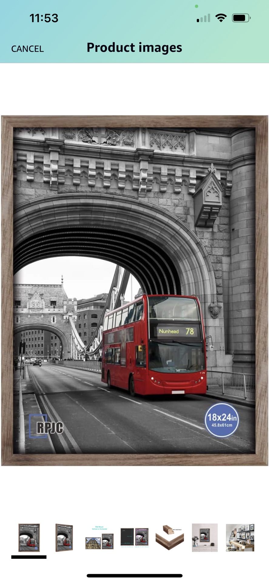 18x24 Inch Solid Wood Poster Frames for Wall Mounting Hanging Picture Frame