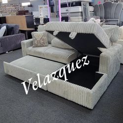 ✅️✅️2-Piece Convertible Sectional
Sleeper Sofa W/Fold-Down Table & Chaise Storage✅️