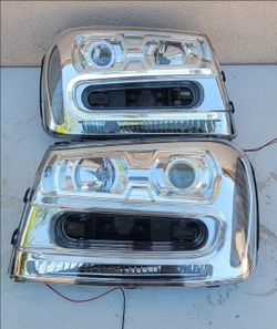 02-09 Chevrolet Trailblazer LED DRL Projector Headlights Luces Calaveras Micas Faros Faroles Headlamps Focos Chevy