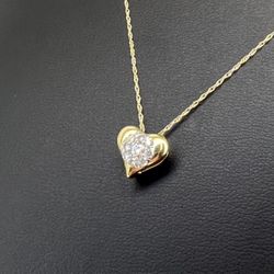 10kt Gold Heart With Diamonds Necklace & Pendant Combo 1.60grams .25ctw 165072 41