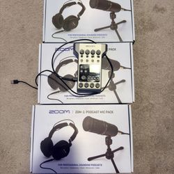 (3) Complete Zoom Podcast Recording Kit – Mics + Headphones + PodTrak P4 – Ready to Record