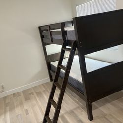 Twin Size Bunk Bed Frame With Mattresses 