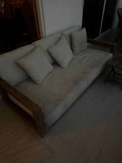 Wood Frame Sofa with Cushions