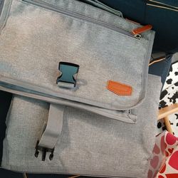 Diaper/wipes holder + changing pad