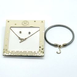 “A” & “J” Letter Bracelet And Necklace 