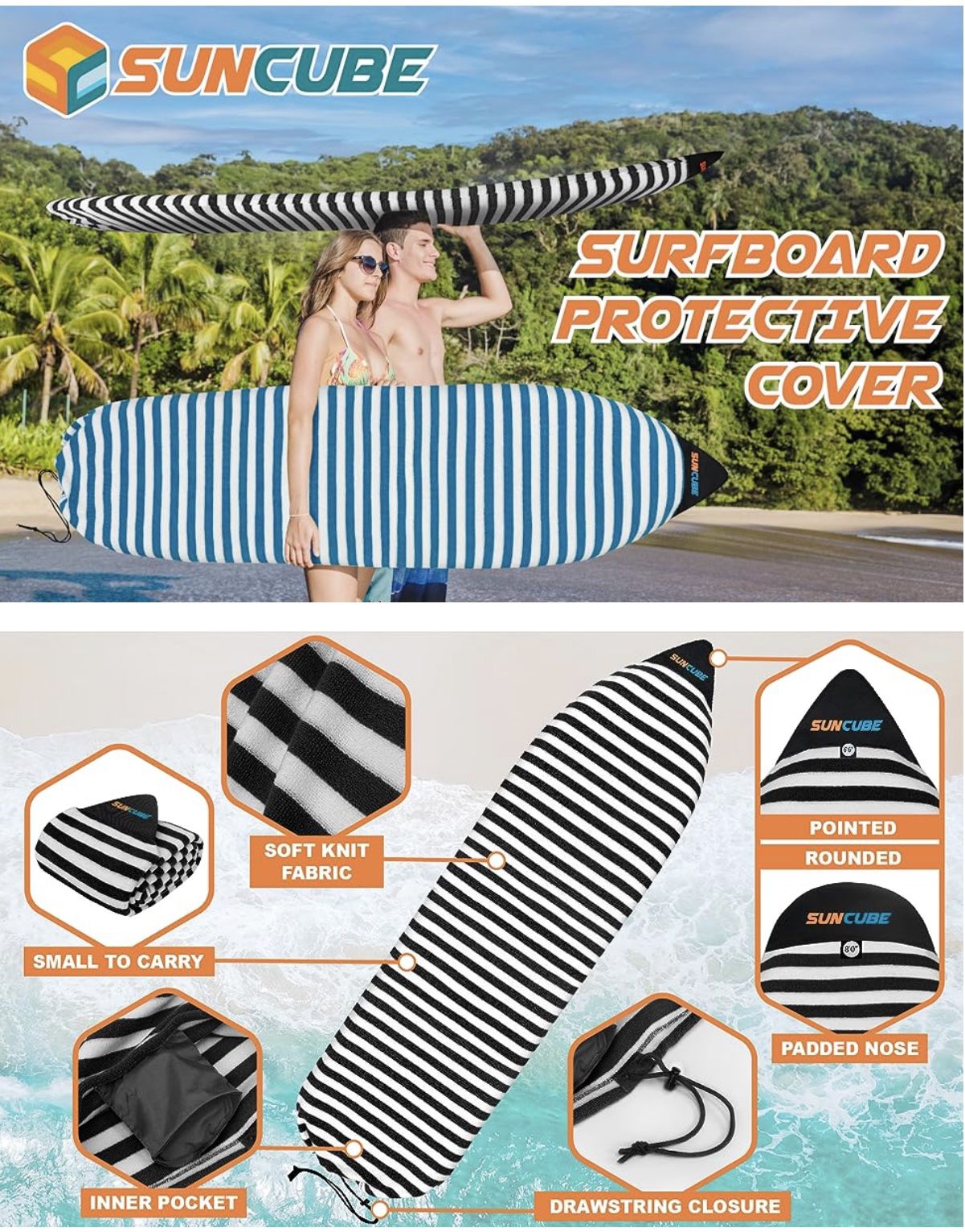 SUN CUBE Surfboard Sock Cover: Protect Your Board in Style!