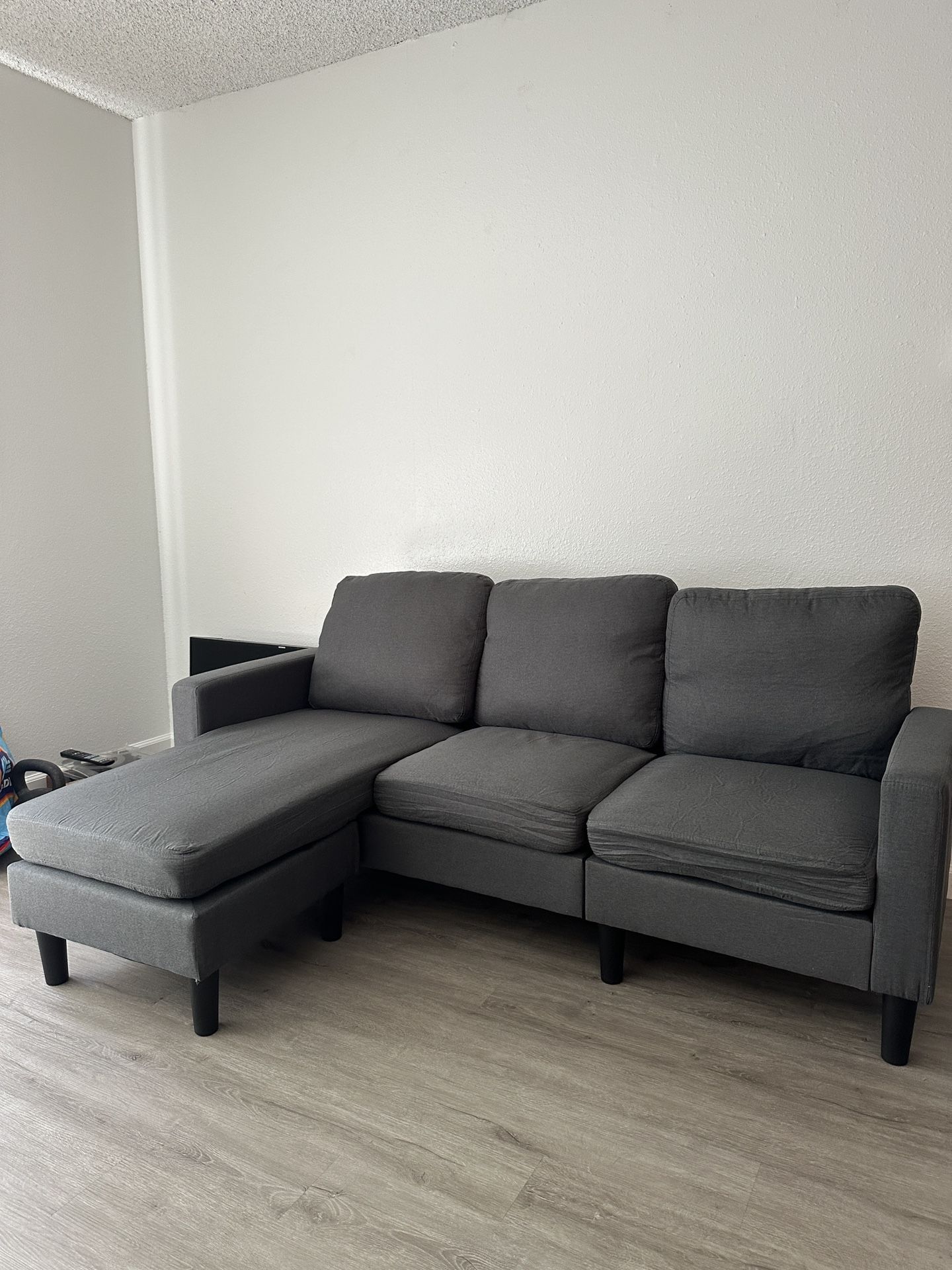 Dark Gray Convertible Sectional Sofa Couch L-Shaped Couch