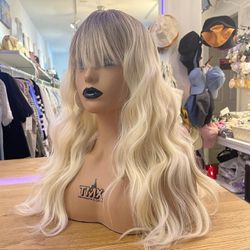 Human hair platinum blonde with dark root wig