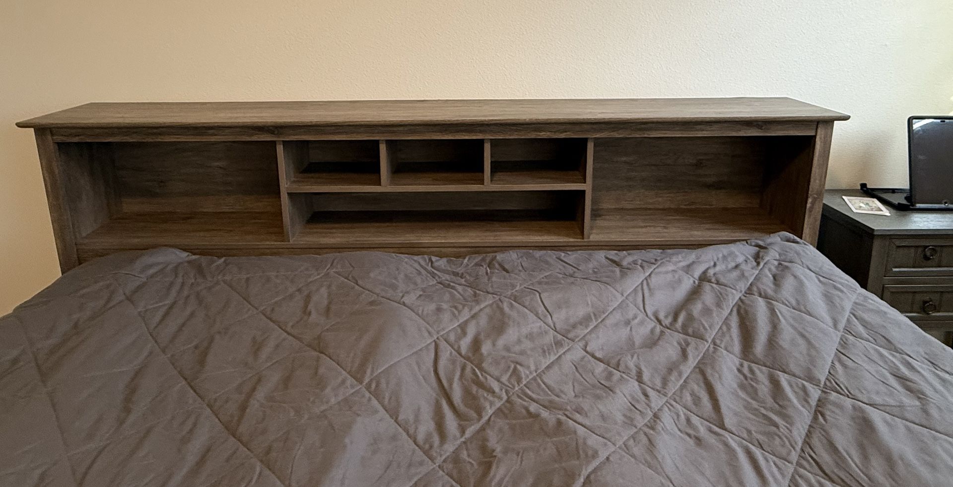 Headboard with bookshelves for King bed.