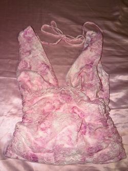 Wild Fable pink lace tie top