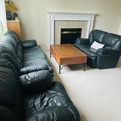 Set Of 3 Genuine Leather Sofa