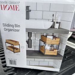 Seville Classic Bamboo 2-Tier Sliding Drawer Organizer