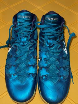 Nike Hyperdunk Lunarlon Mens 14 Shoes Blue Lime Green Basketball Sneakers 2014