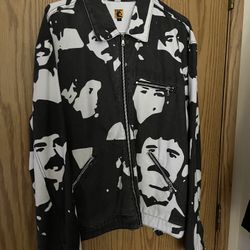SEVENTHOUSANDMILESEAST Faces Allover Print Work Jacket Size L Men’s 
