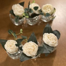 Set Of 6 White Rose Centerpieces 