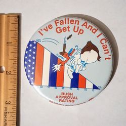 President George Bush Approval Rating Funny Satire Vintage Collectible Button Pinback Lapel Pin A-1