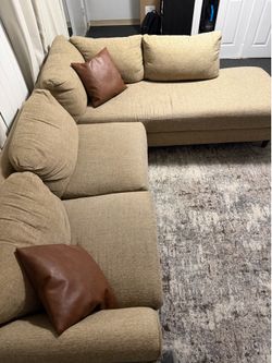 Tan Sectional Sofa with Chaise