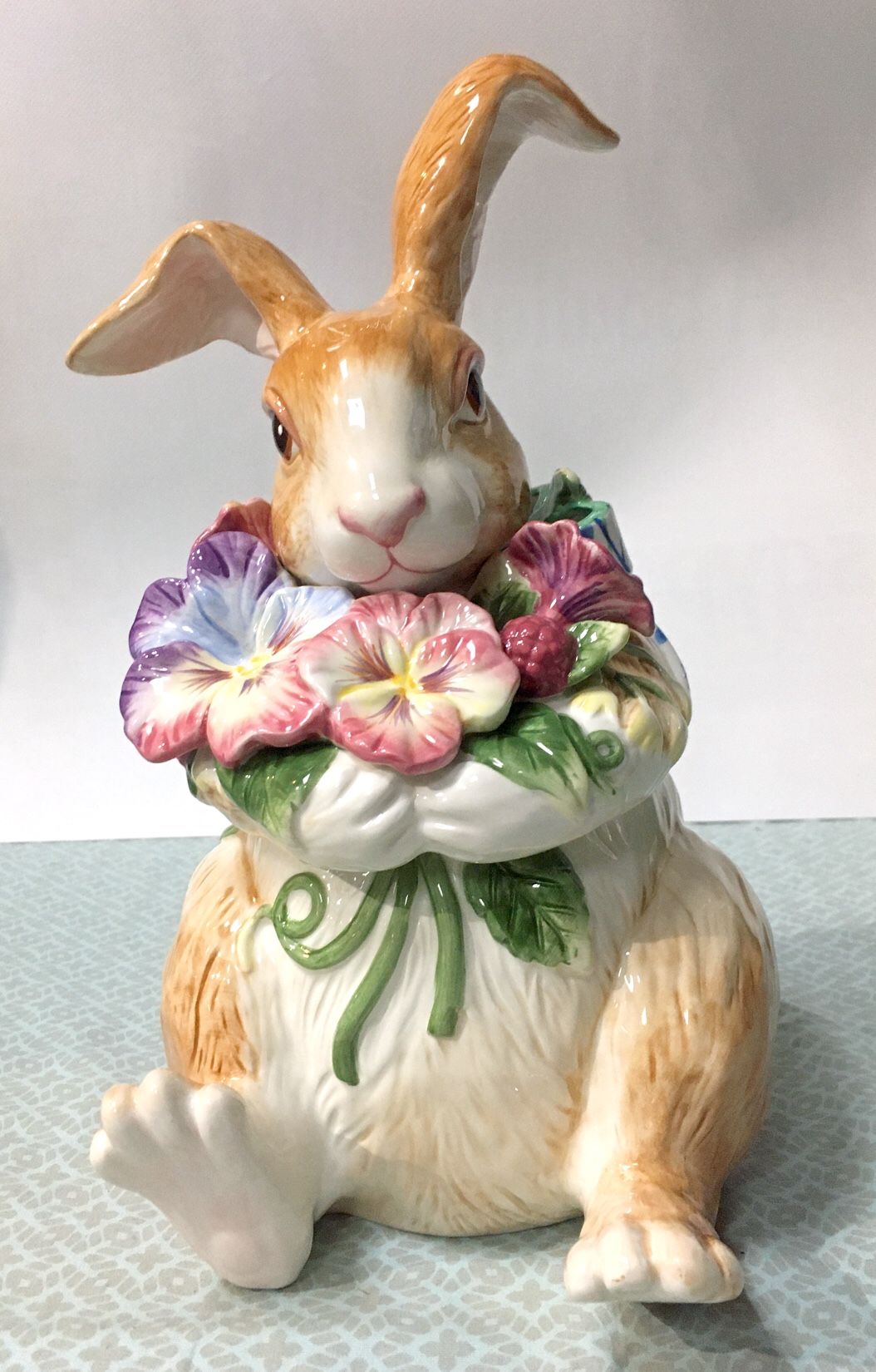 Bunny Rabbit Cookie Jar By Fitz And Floyd Woodland Springs Series