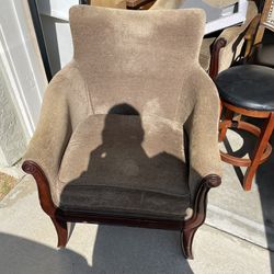 Brown Suede Wingback Chairs (2)