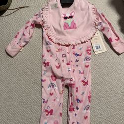 New Baby Girl 6-9 Months Onesie Dog Pink Monica & Andy 