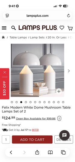 Pair of Modern White Table Lamps