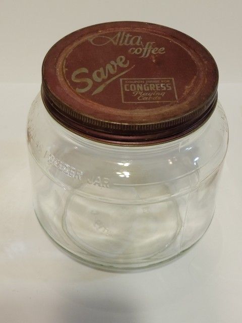Vintage ALTA COFFEE JAR GLASS DURAGLAS WITH LID Jar