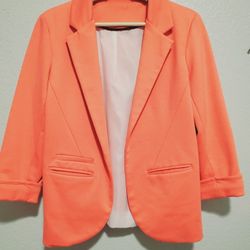 Perfect Peachy Pink Casual Open Front Blazer Jacket Cardigan Size Medium 